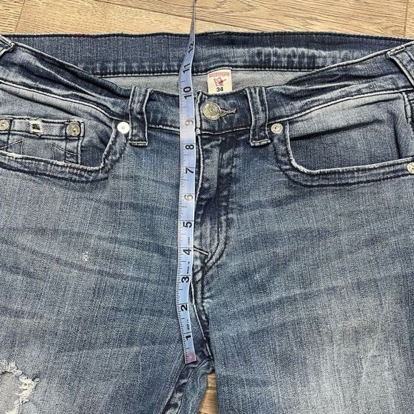 True Religion Mens Jeans Distressed Size 34 Slim Fit 27" Inseam - Picture 12 of 14